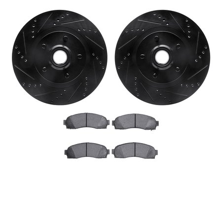 DYNAMIC FRICTION CO 8202-99160, Rotors-Drilled and Slotted-Black with Heavy Duty Brake Pads, SilverGeospec Coated,  8202-99160